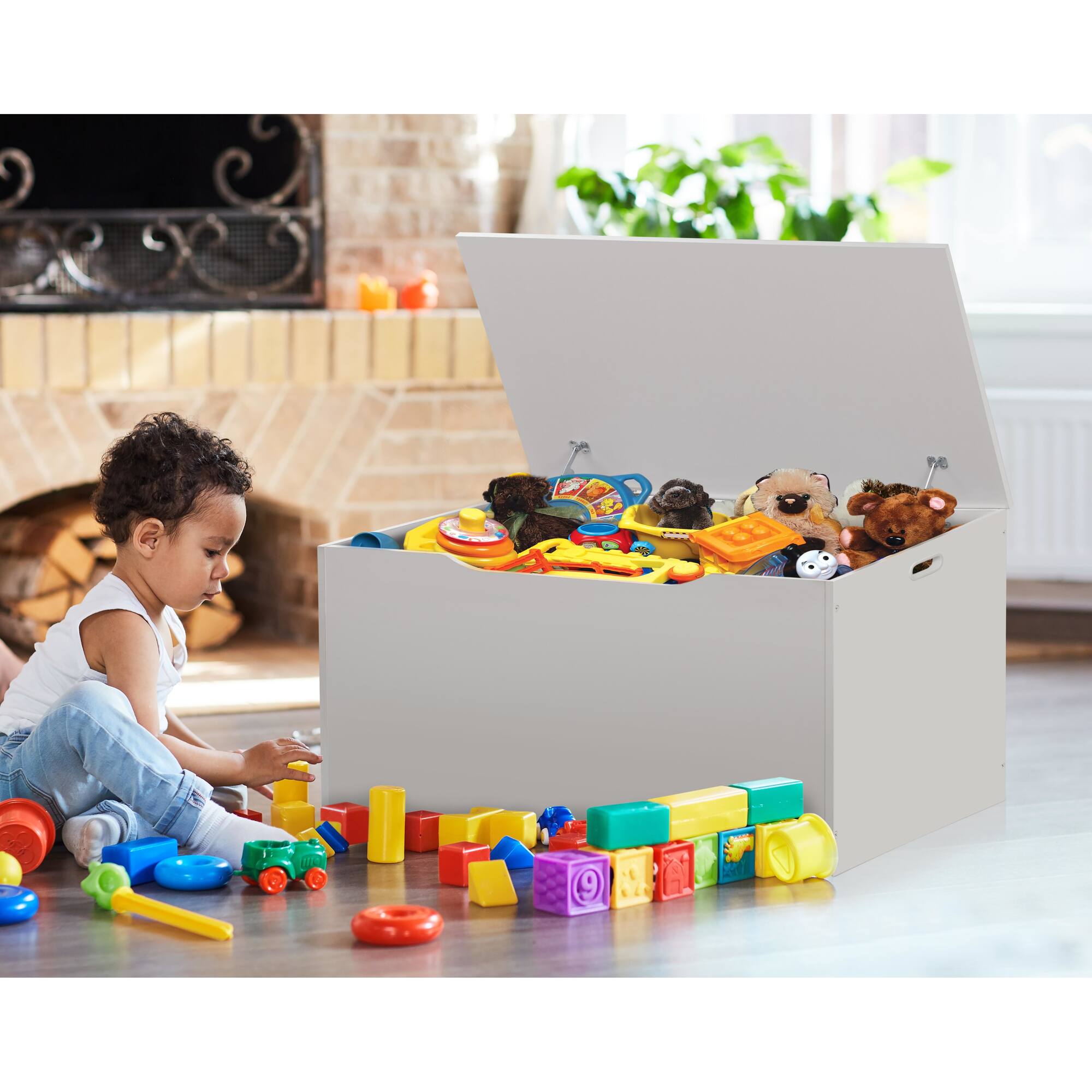 Badger Basket White Flat Bench Top Toy & Storage Box
